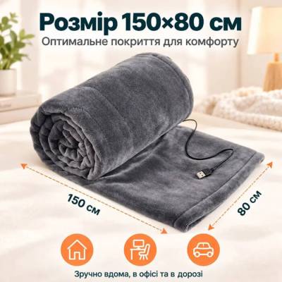Фото Електроковдра USB, робота від PowerBank, зігріваюче пончо